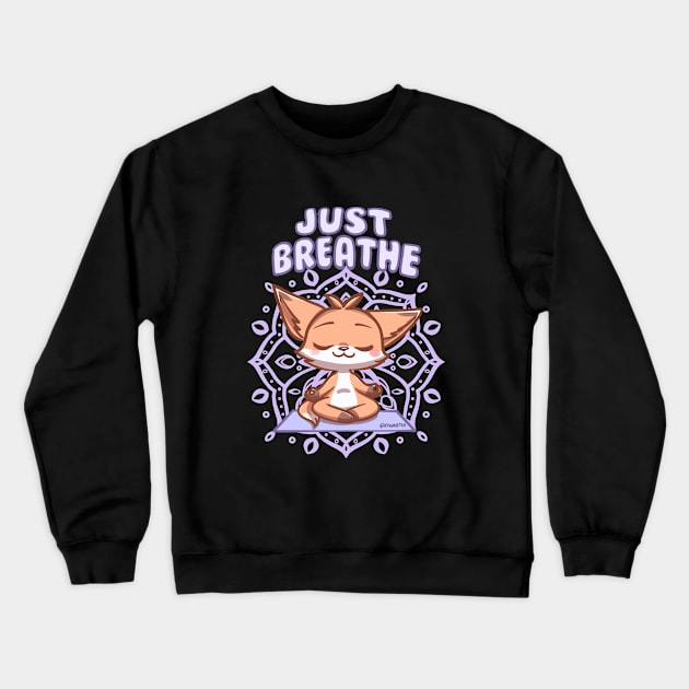 Cute Fox Just Breathe Meditating Lotus pose Crewneck Sweatshirt by Kyumotea